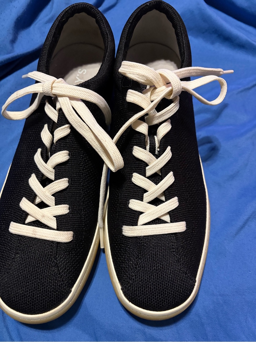 Rothy's Black Knit Sneakers with Cream Laces